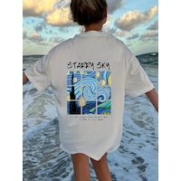 Uyguntarz Çocuk Starry Sky Baskılı Pamuklu Tshirt Beyaz Uyguntarz Çocuk Starry Sky Baskılı Pamuklu Tshirt Beyaz