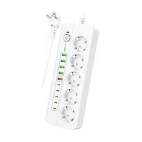 3000w Yeni Tasarım Akım Korumalı 5 Usb'li Ve 5 Type-c Li 5'lı Grup Priz 2 M Uzatma Kablosu Beyaz 2 M