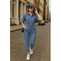 Banny Jeans Kadın Yarasa Kol Jean Tulum Mavi 001 Mavi M Banny Jeans Kadın Yarasa Kol Jean Tulum Mavi 001 Mavi M