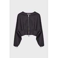 it's basic Kadın Siyah Renk W5-1 Bol Kesim Örme Esnek Kumaş Oversize Fermuarlı Sweatshirt it's basic Kadın Siyah Renk W5-1 Bol Kesim Örme Esnek Kumaş Oversize Fermuarlı Sweatshirt