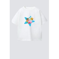 Monila Kız Çocuk Pamuklu Bisiklet Yaka T-shirt Ekru Monila Kız Çocuk Pamuklu Bisiklet Yaka T-shirt Ekru