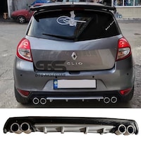 Renault Clio 3 Difüzör Arka Tampon Eki 4 Egzoz Çıkışlı Gri Lüx Tip Renault Clio 3 Difüzör Arka Tampon Eki 4 Egzoz Çıkışlı Gri Lüx Tip