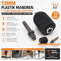 13 Mm Plastik Mandren + Sds Plus Mandren Adaptörü Darbeli Matkap Uyumlu 2'li Set 13 Mm Plastik Mandren + Sds Plus Mandren Adaptörü Darbeli Matkap Uyumlu 2'li Set