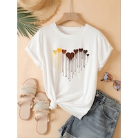 Eriyen Kalpler Baskılı Tasarım Tshirt Beyaz Eriyen Kalpler Baskılı Tasarım Tshirt Beyaz