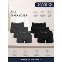 Tutku 0114 Erkek Likralı Boxer 6'lı Paket Siyah - Füme Tutku 0114 Erkek Likralı Boxer 6'lı Paket Siyah - Füme
