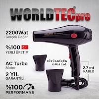 Worldtec 2200 W Turbo Profesyonel Kuaför Fön & Saç Kurutma Makinesi Worldtec 2200 W Turbo Profesyonel Kuaför Fön & Saç Kurutma Makinesi