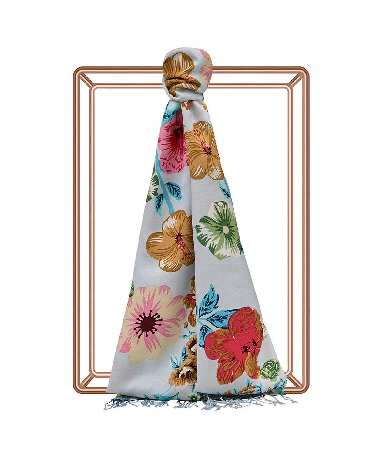 İpekevi Desenli İpek Şal - Floral Desenli - Bebe Mavisi Bebe Mavisi İpekevi Desenli İpek Şal - Floral Desenli - Bebe Mavisi Bebe Mavisi