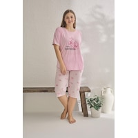 Estiva Kadın Çiçek Desenli Kısa Kollu Kaprili Büyük Beden Yazlık Viskon Pijama Takımı - Pembe Çok Renkli Estiva Kadın Çiçek Desenli Kısa Kollu Kaprili Büyük Beden Yazlık Viskon Pijama Takımı - Pembe Çok Renkli