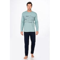 Kompedan Erkek Stay Wild Baskılı Pamuklu Pijama Takımı Su Yeşili 028 Mint - Yeşil Kompedan Erkek Stay Wild Baskılı Pamuklu Pijama Takımı Su Yeşili 028 Mint - Yeşil
