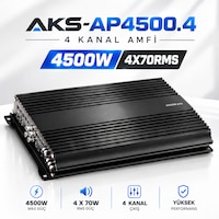 Aks-ap4500.4 Ab Class 4ohm 4x70w Rms 4500watt 4kanal Oto Amfi Anfi Amplifaktör Aks-ap4500.4 Ab Class 4ohm 4x70w Rms 4500watt 4kanal Oto Amfi Anfi Amplifaktör