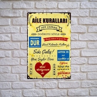 Aıle Kuralları Ahşap Duvar Ve Kapı Süsü Retro Ahşap Pano 28 X 20 Aıle Kuralları Ahşap Duvar Ve Kapı Süsü Retro Ahşap Pano 28 X 20