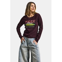 it's basic Kadın Kahve Bordo W5 Free Amazing Baskılı Tasarım Sweatshirt it's basic Kadın Kahve Bordo W5 Free Amazing Baskılı Tasarım Sweatshirt