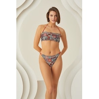 Loya Kadın Renkli Lave Strapless Tek Üst Bikini Çok Renkli Loya Kadın Renkli Lave Strapless Tek Üst Bikini Çok Renkli