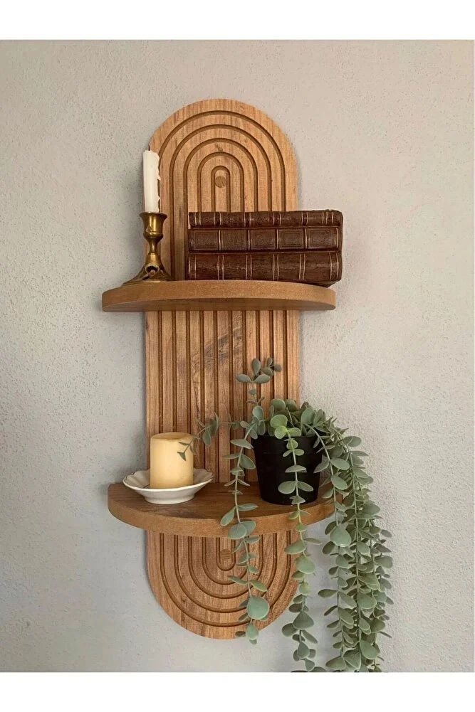 Dekoratif Modern Duvar Rafı 50x22 Cm Koyu Kahverengi Dekoratif Modern Duvar Rafı 50x22 Cm Koyu Kahverengi