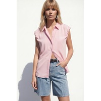 Sateen Kol Detaylı Gömlek - Pembe-137578 Sateen Kol Detaylı Gömlek - Pembe-137578