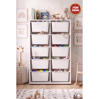 10 Adet Büyük Çekmeceli 136 Cm Beyaz Çocuk Odası Oyuncak Dolabı Ve Çok Amaçlı Saklama Ünitesi - Depolayıcı Düzenleyici Organizer 10 Adet Büyük Çekmeceli 136 Cm Beyaz Çocuk Odası Oyuncak Dolabı Ve Çok Amaçlı Saklama Ünitesi - Depolayıcı Düzenleyici Organizer