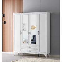 Erezogullari_Mobilya Irmak 4 Kapılı 2 Çekmeceli Gardrop Elbise Dolabı 160X48X195Cm Erezogullari_Mobilya Irmak 4 Kapılı 2 Çekmeceli Gardrop Elbise Dolabı 160X48X195Cm