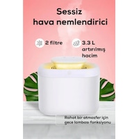Sessiz Ve Etkili 3.3l Kapasiteli Led Aydınlatmalı Hava Nemlendirici Ve Buhar Difüzörü