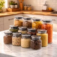 Porsima Bormio Metal Kapaklı 12 Cam Kavanoz Seti Vakum Kapaklı Saklama Düzenleme Kabı Seti 650-900-1400ml Şeffaf Porsima Bormio Metal Kapaklı 12 Cam Kavanoz Seti Vakum Kapaklı Saklama Düzenleme Kabı Seti 650-900-1400ml Şeffaf