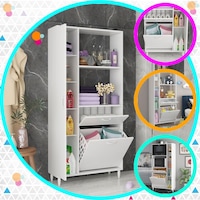 Sepetli Ve Kapaklı Dolaplı Banyo Dolabı Beyaz Sepetli Ve Kapaklı Dolaplı Banyo Dolabı Beyaz