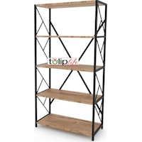 Tuliplife 5 Raflı Dekoratif Koyu Ceviz Metal Kitaplık, Tlpk05s.k Tuliplife 5 Raflı Dekoratif Koyu Ceviz Metal Kitaplık, Tlpk05s.k