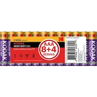 Kodak 8+4 Shrink Çinko Karbon Ince Pil AAA 12'li Kodak 8+4 Shrink Çinko Karbon Ince Pil AAA 12'li