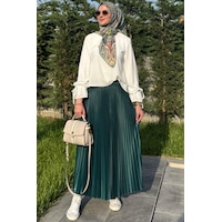 Rabia Şamlı Eliz Zümrüt Plise Etek Normal Rabia Şamlı Eliz Zümrüt Plise Etek Normal