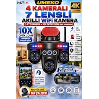 Mpıa Umeko 4 Kameralı 7 Lensli Wifi Kamera 3 Ptz 10x Optik Zoom Ip66 Gece Görüş Mpıa Umeko 4 Kameralı 7 Lensli Wifi Kamera 3 Ptz 10x Optik Zoom Ip66 Gece Görüş