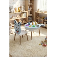 Çocuk Masası & Çocuk Sandalyesi Happy Face Sevimli Figürlü Set Mavi Çocuk Masası & Çocuk Sandalyesi Happy Face Sevimli Figürlü Set Mavi