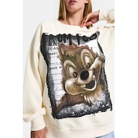 it's basic Kadın Ekru W5 Oversize Baskılı %100 Koton Organik Kumaş Sweatshirt it's basic Kadın Ekru W5 Oversize Baskılı %100 Koton Organik Kumaş Sweatshirt