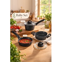 Porsima 4398 4 Parça Kaçerola Sosluk Sütlük Mini Granit Tencere Sahan Seti Siyah 14cm siyah Porsima 4398 4 Parça Kaçerola Sosluk Sütlük Mini Granit Tencere Sahan Seti Siyah 14cm siyah