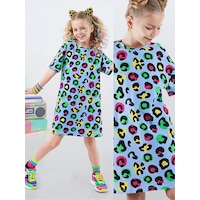 Leopar Kız Çocuk Oversize Elbise Leopar Kız Çocuk Oversize Elbise