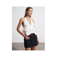 Dilvin 33017 Lyocell Halter Top-ekru-16460