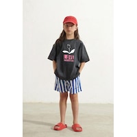 Monila Kız Çocuk Pamuklu Bisiklet Yaka Çiçek Baskılı T-shirt Antrasit Monila Kız Çocuk Pamuklu Bisiklet Yaka Çiçek Baskılı T-shirt Antrasit