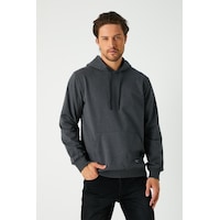 MMetalic Antrasit Erkek Kapüşonlu Kanguru Cepli Sweatshirt MMetalic Antrasit Erkek Kapüşonlu Kanguru Cepli Sweatshirt