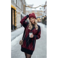 Sayzen Your Shine Kadin Baklava Argyle Desenli Kazak-elbise Sy-2517 Lacivert Sayzen Your Shine Kadin Baklava Argyle Desenli Kazak-elbise Sy-2517 Lacivert