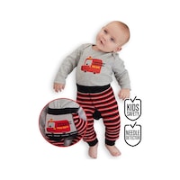 Denokids İtfaiye Erkek Bebek Body Tayt-Pantolon Takım Gri Denokids İtfaiye Erkek Bebek Body Tayt-Pantolon Takım Gri