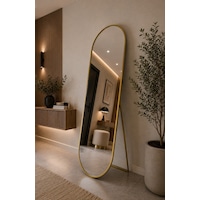 Effe Gold Metal Çerçeveli 180x60 Cm Elips Model Ayaklı Boy Aynası Effe Gold Metal Çerçeveli 180x60 Cm Elips Model Ayaklı Boy Aynası