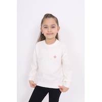 Toontoy Kız Çocuk Nakışlı Sweatshirt Ekru Toontoy Kız Çocuk Nakışlı Sweatshirt Ekru
