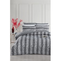 Mystory Home Lastikli Çarşaflı Çift Kişilik Nevresim Takımı Leopar Füme - Gri Mystory Home Lastikli Çarşaflı Çift Kişilik Nevresim Takımı Leopar Füme - Gri