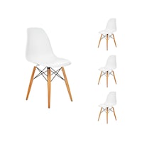 Seduna Beyaz Eames Sandalye | Natural Ahşap Ayaklı | 4 Adet-Beyaz Seduna Beyaz Eames Sandalye | Natural Ahşap Ayaklı | 4 Adet-Beyaz
