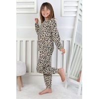 Minik Uyku Avcısı - Vahşi Rahatlık Serisi Leopar Desenli Kız Çocuk Pijama Takımı Sarı Minik Uyku Avcısı - Vahşi Rahatlık Serisi Leopar Desenli Kız Çocuk Pijama Takımı Sarı