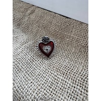Gotik Kalp Figürlü Kırmızı Taşlı Rose Yüzük Zamak Kaplama Ayarlanabilir Kadın Takı Gümüş - Gri Gotik Kalp Figürlü Kırmızı Taşlı Rose Yüzük Zamak Kaplama Ayarlanabilir Kadın Takı Gümüş - Gri