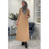 Rabia Şamlı İsra Triko Elbise Bej Normal Rabia Şamlı İsra Triko Elbise Bej Normal