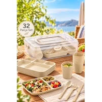 Porsima Ac-101 32 Parça 6 Kişilik Pratik Taşınabilir Piknik Seti - Saklama Kutulu Piknik Sepeti Krem Porsima Ac-101 32 Parça 6 Kişilik Pratik Taşınabilir Piknik Seti - Saklama Kutulu Piknik Sepeti Krem
