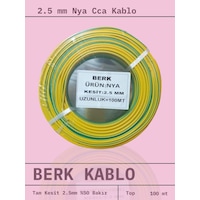 2.5 Mm Sarıyeşil Cca Nya Kablo 100 Metre Tam Kesit Tesisat Kablosu