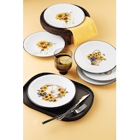 Kütahya Porselen Günebakan 6 Parça 21 Cm Servis Tabağı Beyaz Ve Altın Kütahya Porselen Günebakan 6 Parça 21 Cm Servis Tabağı Beyaz Ve Altın