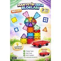 Arabalı 40 Parça 7.5 cm Büyük Boy Manyetik Blok Seti | Güçlü Mıknatıslı Zeka Geliştirici Eğitici Oyuncak