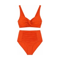 Kaplı Kesim Balenli Yüksek Bel Bikini Takımı Turuncu Kaplı Kesim Balenli Yüksek Bel Bikini Takımı Turuncu