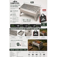 Campsteel "grand-pro" 50x30 Cm Alev Yapmayan Katlanabilir Inox Mangal Gri Campsteel "grand-pro" 50x30 Cm Alev Yapmayan Katlanabilir Inox Mangal Gri